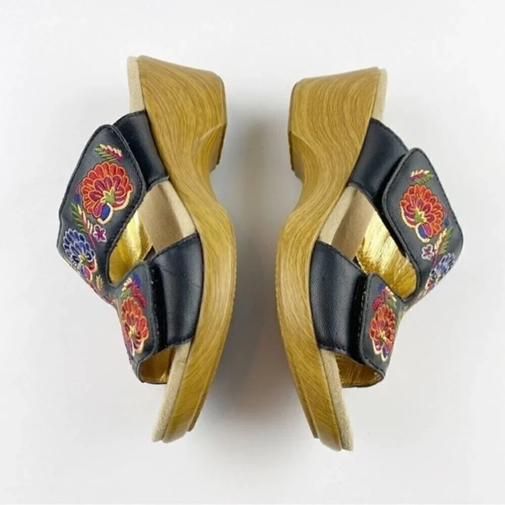 Alegria Linn Floral Embroidered Slip On Leather Sandals Size 38/8-8.5 - Picture 7 of 12